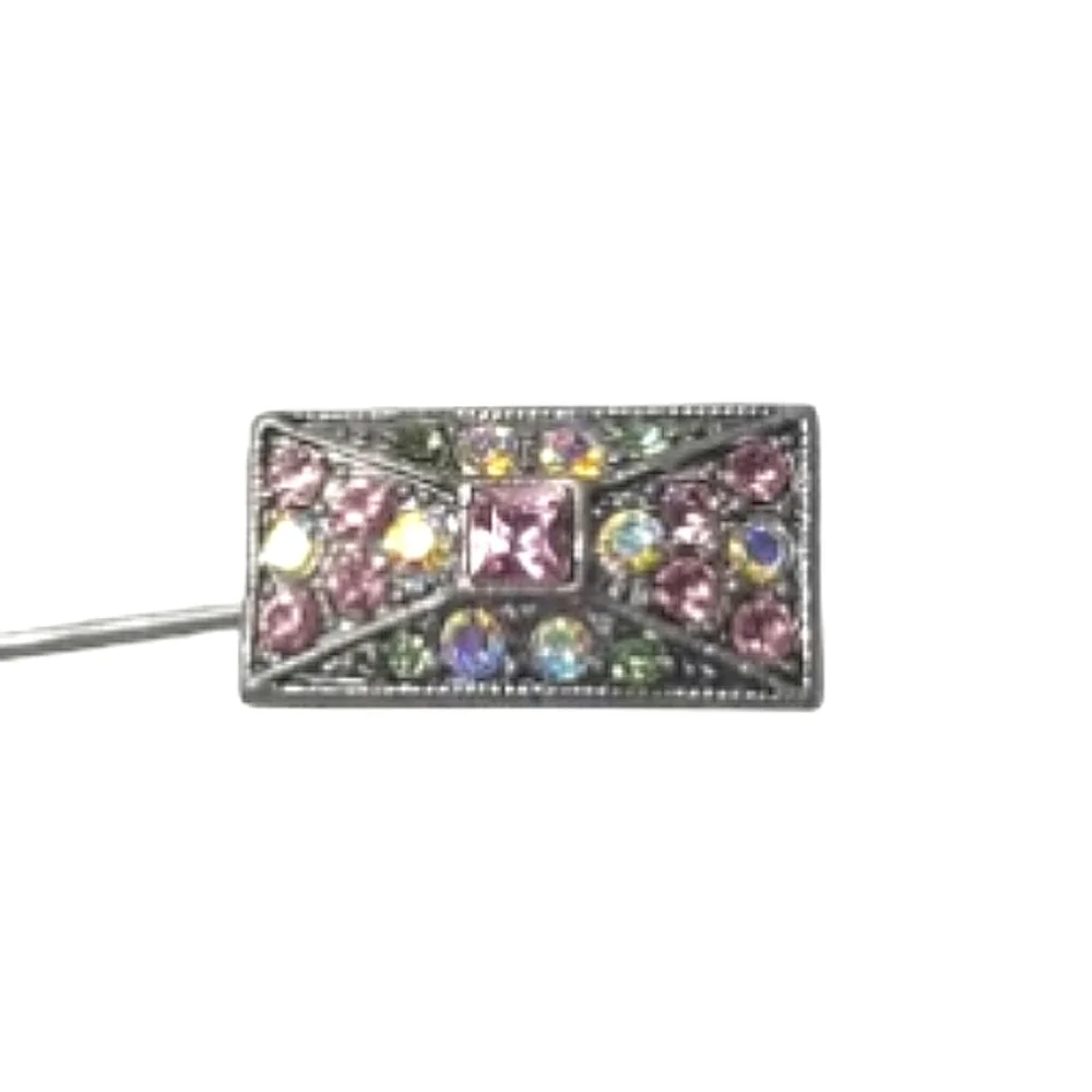 Rhinestone Stick Pin Vintage Multicolor Lapel Pin